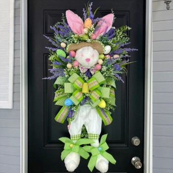 Easter bunny simulation plant wreath